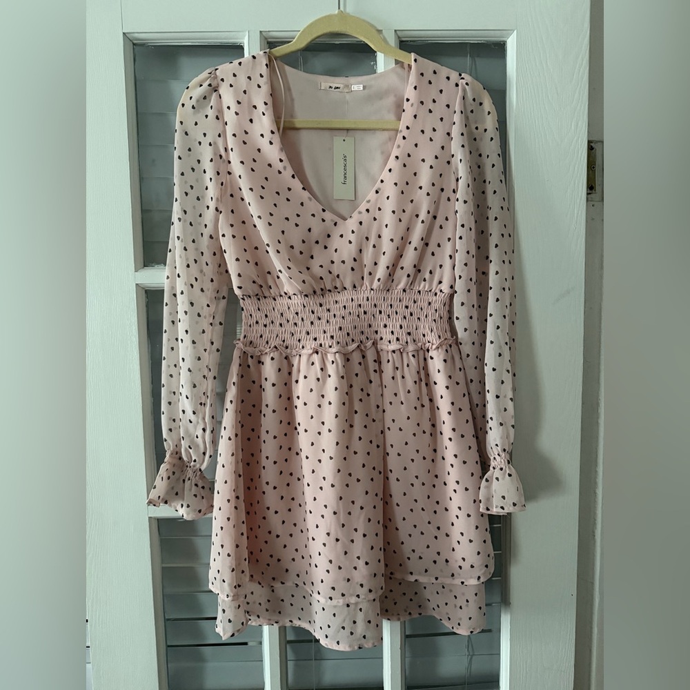 NWT Francesca’s Mi Ami Women’s S Fit & Flare Pink Ruffle Mini Dress | SKU 0251